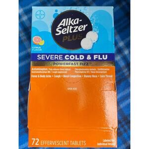 NIB Alka-Seltzer Plus Severe Cold & Flu Citrus 72 CT PowerFast Fizz Exp: 08/2026